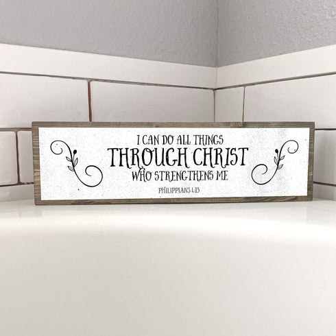 Christian Wall Art - I Can Do All Things Through Christ Who Strengthens Me Wall Décor – Beautiful Bible Verse Modern Farmhouse Wall Art – Wood and...