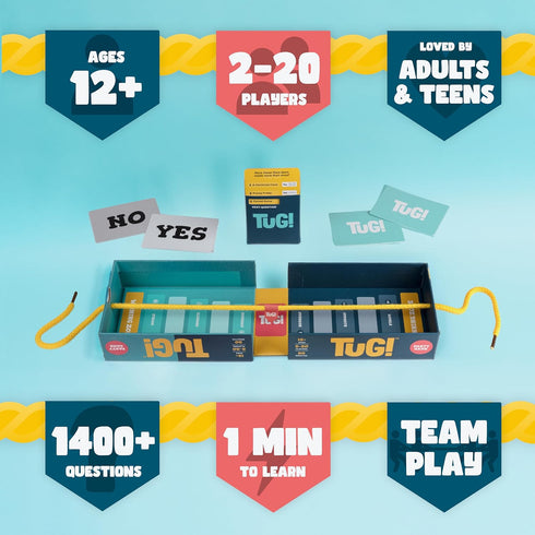Trivia Battle Board Game | 2-20 Players | Tuga War in a Box | Party Game | Adults & Kids 12 13 14 15 + | 1400 Questions | Best Fun Card Games for ...