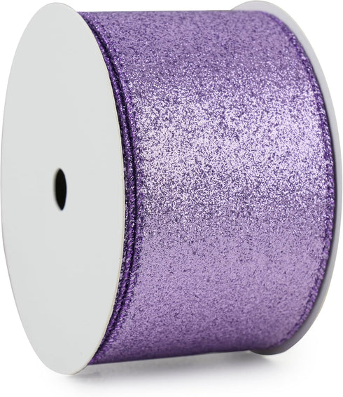 Lavender Glitter Wired Ribbon 2.5 Inch x 10 Yard Purple Easter Wired Ribbon for Wreaths and Bows, Crafts and Floral Supply, Lilac Spring Ribbon, S...
