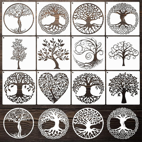 Tree Stencils Tree of Life Stencil for Painting on Wood Airbrush Natural Plants Small Palm Tree Drawing Templates for Canvas Wall Floor Decor DIY ...