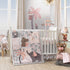 Lambs & Ivy Calypso Cotton Fitted Crib Sheet - Pink, Gray, White, Animals...