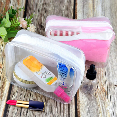 5 Packs Clear Cosmetics Bag TSA Approved, PVC Zippered Toiletry Carry Pouch Portable Makeup Bag for Vacation Travel, Bathroom and Organizing Water...