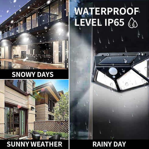 Solar Lights Outdoor 100 LED, 2 Pack Solar Motion Sensor Outdoor Lights with 3 Lighting Modes, Wireless IP65 Waterproof Solar Security Lights for ...