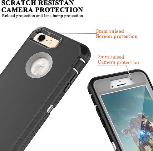 YmhxcY for iPhone SE Case 2022/2020,iPhone 8/7 with Built in Screen Protector Drop Proof 3-Layer Durable Cover/Shockproof Armor Drop Protection Ca...