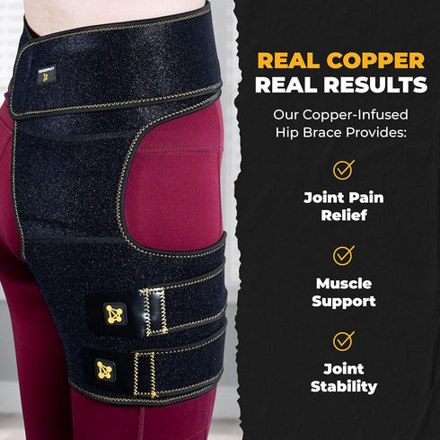 CopperJoint Hip Support Brace for Sciatica Pain Relief , Help Circulation - Hip Flexor Compression Wrap & Sciatic Nerve Brace for Comfort & Recove...