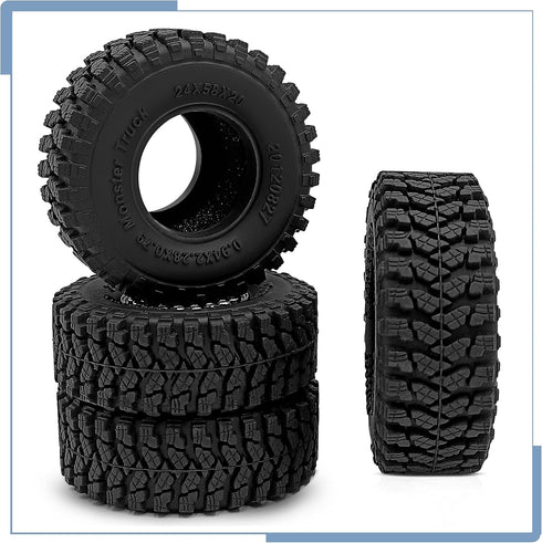 Soft Rubber RC 1.0 Tires 58MM with Foam Insert 4PCS for 1/18 TRX4M Upgrades 1/24 SCX24 Tires...
