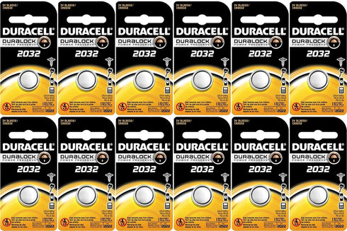 Duracell DL2032 Lithium Coin Battery, 2032 Size, 3V, 230mAh Capacity Pack of 12...