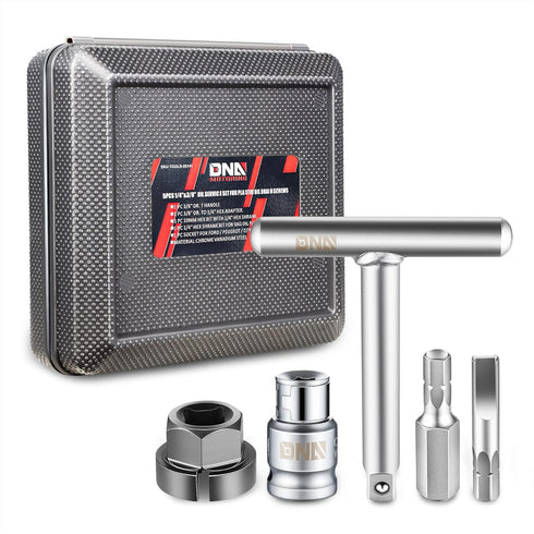 DNA MOTORING TOOLS-00141 5-Pcs Automotive Engine Oil Pan Drain Plug Disassembly Set - 1/4" & 3/8" Oil Service kit for Plastic Oil Drain Screws, Cr...