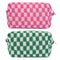 2 Pieces Makeup Bag Pouch Checkered Cosmetic Bag Pink Green, Travel Toiletry Bag Organizer Cute Makeup Brushes Storage Bag for Women...