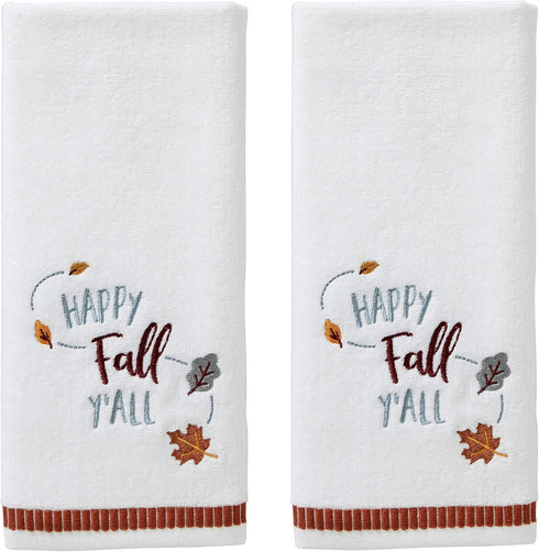 SKL Home Harvest Happy Fall Y'all Hand Towel Set for Bath/Kitchen/Bar & Gift, 16" x 25", White 2 Count...