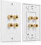Cable Matters 2-Pack Speaker Wire Wall Plate, Gold Plated Speaker Wall Plate with Banana Plug Binding Post for 2 Speakers, White...