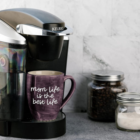 Mom Life Mom Life is the Best Life Deep Purple Large 20 oz Ceramic Coffee Mug Tea Cup, Purple...