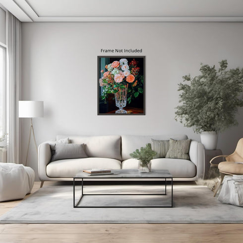 Posterizer 1 pcs-lush arrangement of roses and wild flowers 2-Floral & Botanical Art Gift for Art Lovers Decor for Home & Office- unframed wall ar...