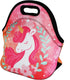 Violet Mist Cute Unicorn Neoprene Lunch Bag Pink Reusable Lunch Box Insulated Lunch Bags Tote Thermal Waterproof Lunch Handbag with Zipper Picnic ...