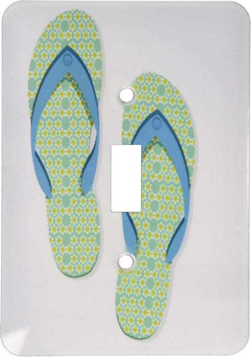 3dRose lsp_111558_1 " Turquoise Flowered Flip Flop Shoes Single Toggle Switch, Multicolor...