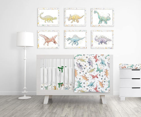 Watercolor Dinosaur Jersey Knit Changing Pad Cover | Extra Soft and Stretchy...