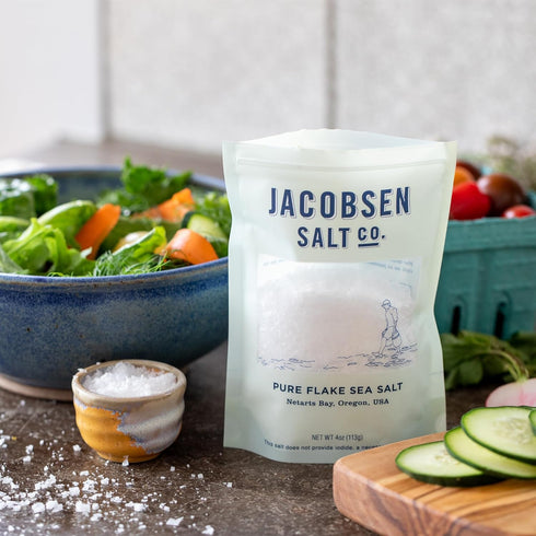 Jacobsen Salt Co. Pure Flake Sea Salt – Kosher Salt, Coarse, Non-Iodized Made in USA, Non-GMO, Steak Seasoning, Gourmet, Real Salt Flakes – 4oz...