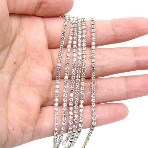 Honbay 10 Yard Crystal Rhinestone Close Chain Trim Sewing Craft 2.5mm Silver Color (Clear)...