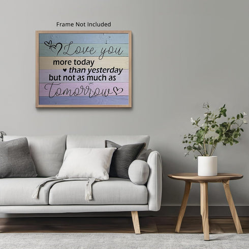 Posterizer 1 pcs-I Love You More Today- Rustic Love Message-Romantic Art-Typography Art-Gifts for Women-Living Room Bedroom Decor- UNFRAMED Wall A...