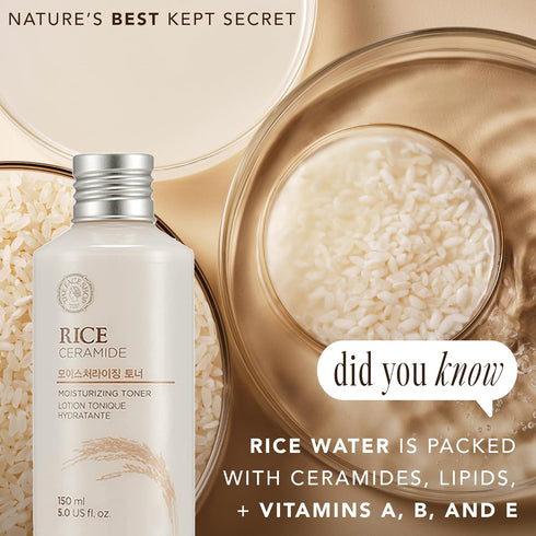 The Face Shop Rice Ceramide Moisturizing Toner - Rice Extract Rice Toner for Face - Strengthens Skin Barrier - Hydrating Targets Dryness - Lightwe...