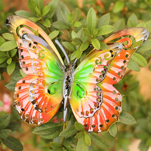 JETEXIM Metal Butterfly Wall Decor - 6.5'' 3d Butterfly Wall Accents, Fence Floral Wall Art For Home Yard Garden Patio Outdoor, Painted Double-lay...