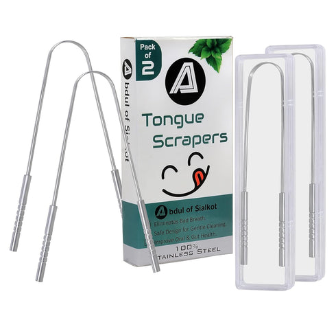 Tongue Cleaner for Hygiene,100% Stainless Steel for Oral CareTongue Scraper with Travel Case,Bad Breath Treatment Tongue Scraper for Adults Pack o...