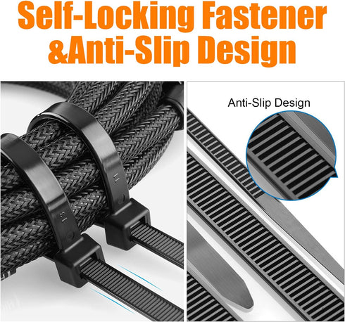 Black Cable Zip Ties Heavy Duty 18 Inch, 50Pcs Plastic Wire Ties with 200lb Strength, Large Zip Ties Heavy Duty Big Cable Ties Extra Long Tie Wrap...
