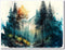 Watercolor Forest Poster,Green Trees Wall Art,Nature Serenity Watercolor Landscape Mountain Canvas wall art,Modern Botanical wall art.16x24 inch U...