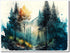 Watercolor Forest Poster,Green Trees Wall Art,Nature Serenity Watercolor Landscape Mountain Canvas wall art,Modern Botanical wall art.16x24 inch U...