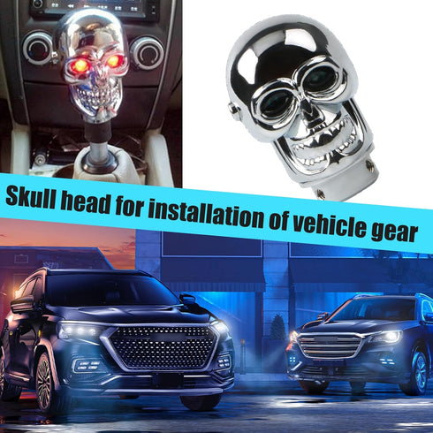 1 PC Car Modified Gear Shift Head, 1.68" x 2.67" Alloy Cool 3D Skull Shape Shift Knob with LED Light, Unique Personalized Accessories, Suitable fo...
