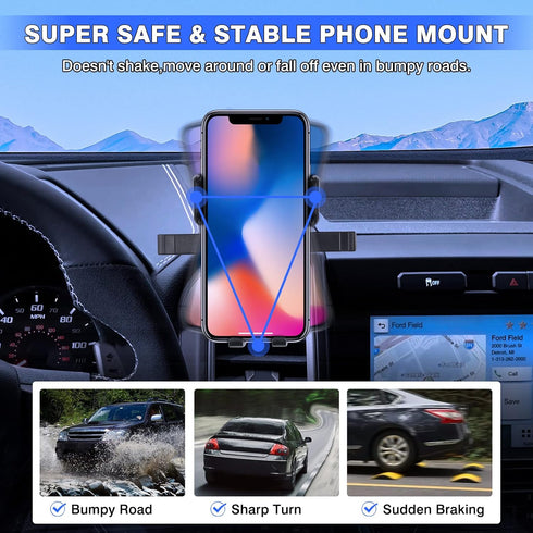 Karltys F150 Car Phone Holder for Ford F-150 2021-2024, Dash Air Vent Cell Phone Holder Mount for F150 Accessories, Never Blocking Hands Free Thic...