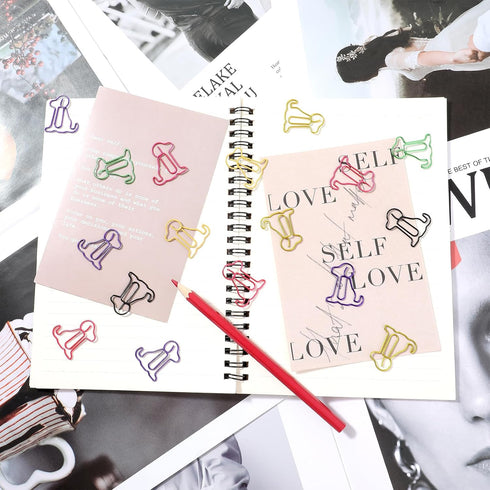 100 Pcs Colorful Animal Bookmarks Clips Cute Paper Clips Dog Shaped Paper Clips Fun Office Gifts Lovely 6 Colors Dog Shaped Marking Clips for Wome...