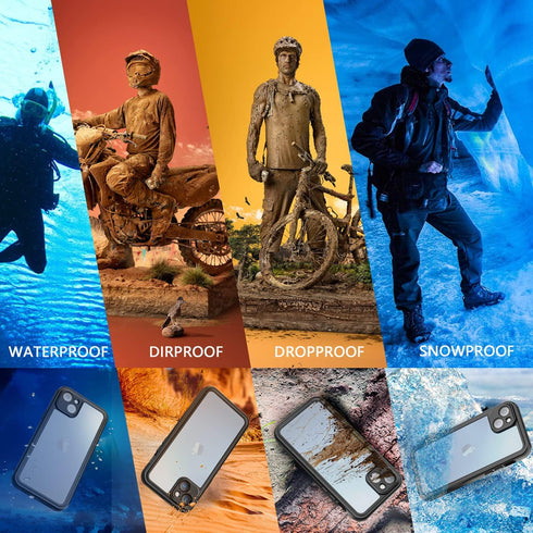inkolelo Compatible with iPhone 14 Plus Waterproof Case, Built-in Screen Full-Body Protector with Floating Strap IP68 Waterproof Case for iPhone 1...