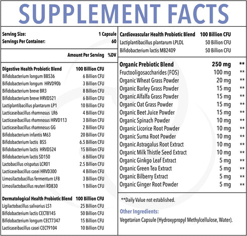 Probiotics for Women and Men 300 Billion CFU 24 Strains Probiotics with 15 Organic Herbs Prebiotics Blend Shelf Stable Probiotic Supplement for Di...
