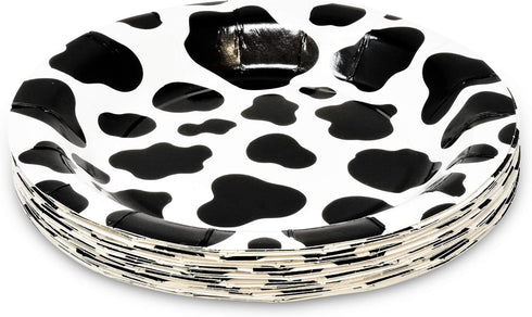 Gift Boutique 122 Pcs Cow Print Party Supplies Disposable Set Paper Plates Cup Napkin for Barnyard Cowboy Cowgirl Farm Animal Barn Birthday Baby S...