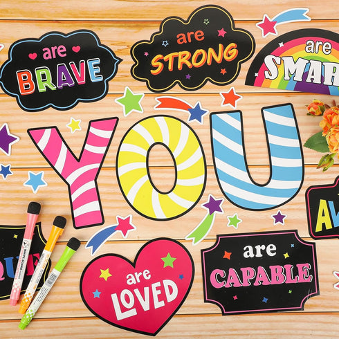 COCHIE Motivational Inspirational Bulletin Board Decorations Set, 37PCS Positive Saying Classroom Must Have, Affirmation Station Paper Cutout Clas...