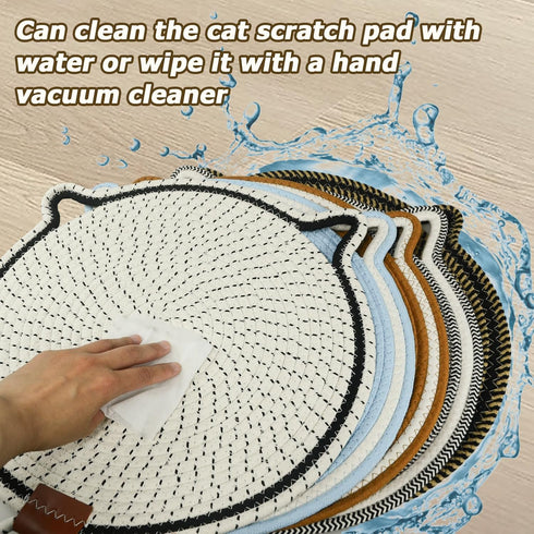Cat Scratcher Mat, Natural Cotton Rope Round Horizontal Scratching Pads with Ball Toy, Cat Furniture Protector Scratch Pad for Indoor Cat Scratche...