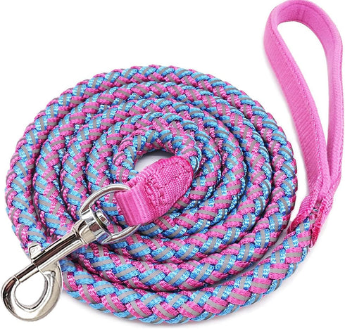 6ft Small Dog Leash, Reflective Dog Leash, Lightweight Nylon Rope Braided Dog Training Leash Walking Cute Puppy Dog Lead (1/3", pink dog lead)...