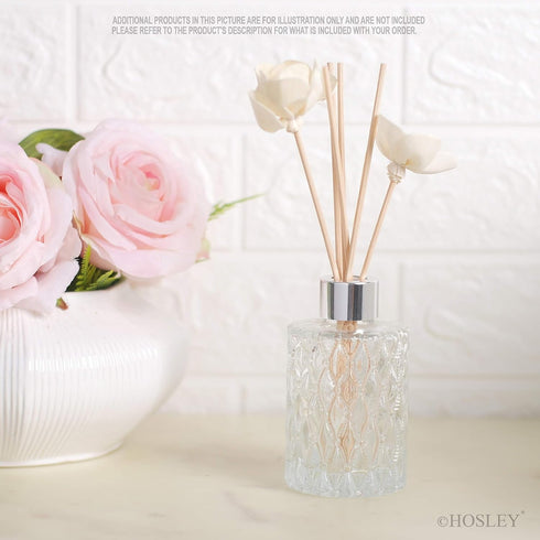 Hosley Mid Century Modern Glass Diffuser Bottles Set of 4 - 4 Inch High, Ideal for Essential Oils, Replacement Diffusers & Reed Sticks, DIY Crafts...