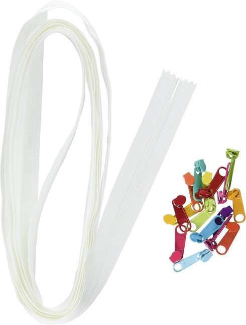 Patterns By Annie Yard Zipper, White with Multicolored Pulls...
