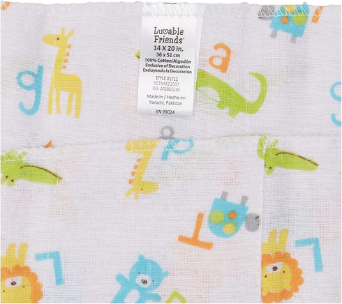 Luvable Friends Unisex Baby Cotton Flannel Burp Cloths, Abc, One Size...