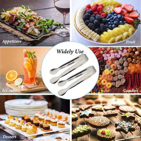 6PCS Ice Tongs Mini Sugar Tongs 4.25Inch Stainless Steel Small Serving Tongs, Small Kitchen Tiny Tongs for Appetizers,Tea Party, Coffee Bar, Desse...