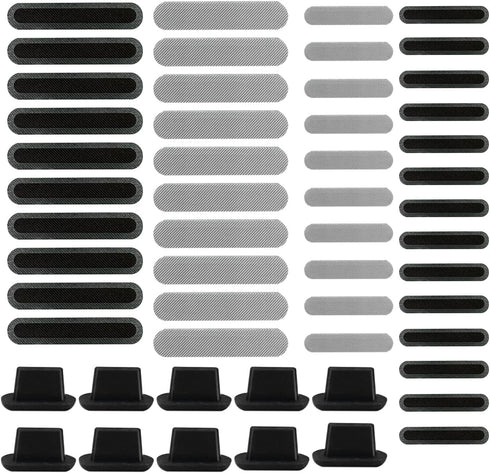 44 Pack Mesh Anti Dust Proof Adhesive Net Sticker with 10 Pcs Silicone Anti Dust Plugs Caps, Speaker Dustproof Cover with Dust Pluggy Kit Protects...