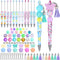 Teling 12 Pcs Beadable Pens Plastic Black Ink Ballpoint Pen with Assorted Spacer Beads Silicone Beads and Tassels and 12 Pcs Lobster Clasps for Of...