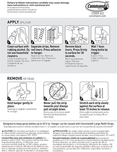Command Spray Bottle Hanger with 2-Strips, 2-Pack, Organize Damage-Free...