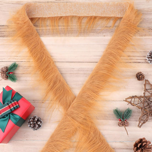 Shaggy Plush Faux Fur Fabric Precut Strips 2x60inch Brown Fur Fluffy Fuzzy Craft Fur for Gnomes Beard Santa Claus Hair Dwarf Christmas Decoration ...