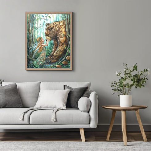 Posterizer 1 pcs-enchanting whimsical fairy and a bear poster 1-Art for Animal Lovers-Kids Room Art-Gift for Daughter, Son, Kids Decor for nursery...