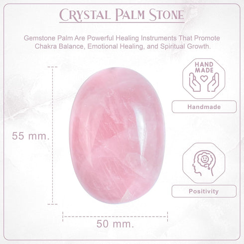 55-60mm Pink Agate Palm Stone - Worry Stone Natural Chakra Healing Reiki Polished Stone Pocket Hand Carved Crystal and Healing Stone Crystal Grid ...