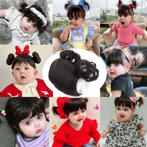 1 Pack Baby Wig Braid Hairband wig for kids baby headband baby hair Children Fake Bangs Head Buckle COS Hair Accessories Baby (Black)...