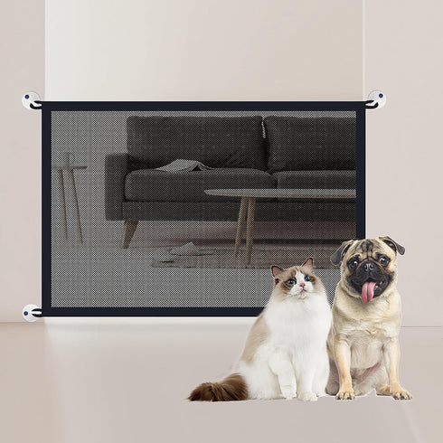 Magic Dog Gate for Stairs, Mesh Pet Gate for House Doorway, Indoor Bedroom Safety Cat Screen Gate, Puppy Fence 28 x 43 inches...